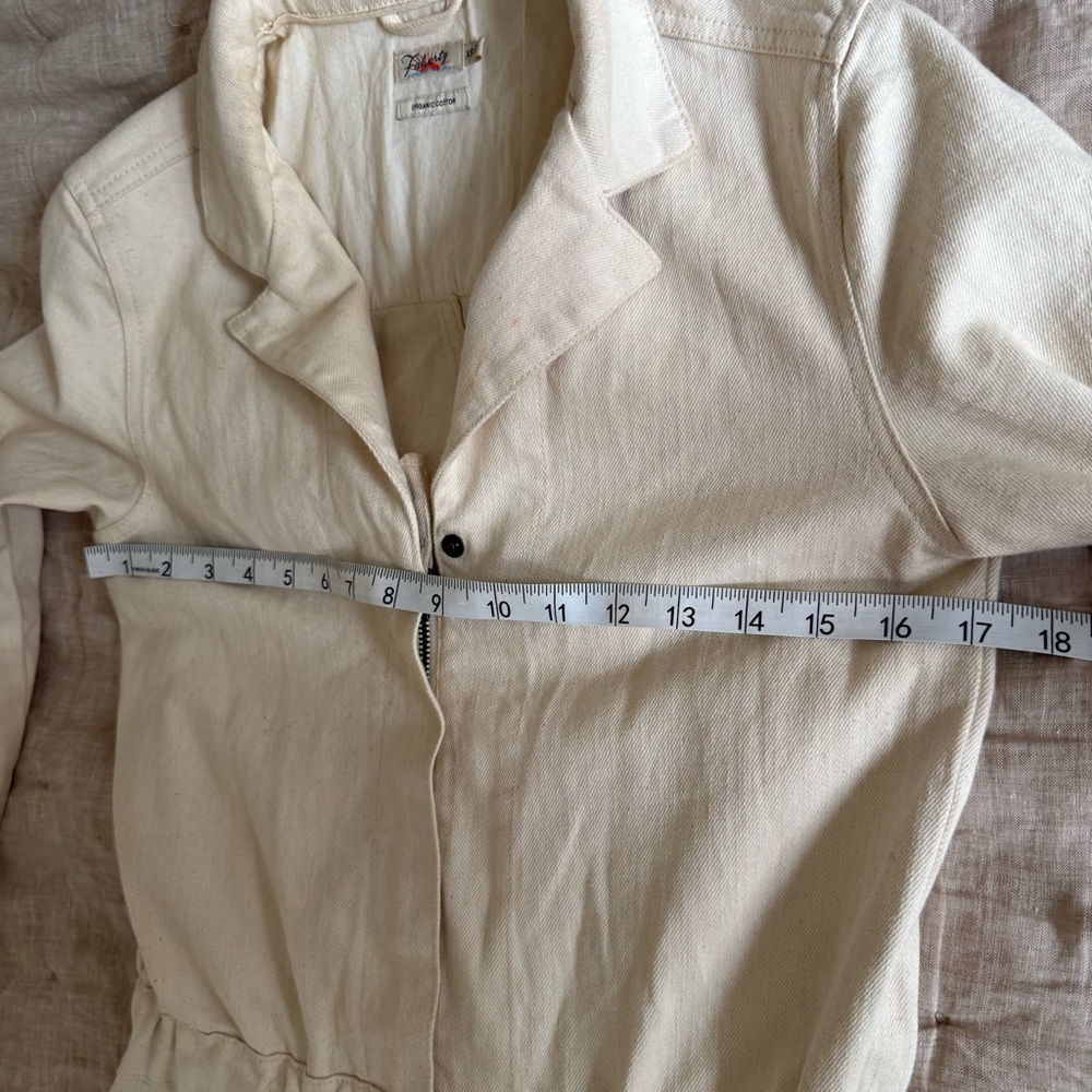 Faherty Denim Jumpsuit Overland Twill Utility Cotton in Off White Size XS - Picture 13 of 15